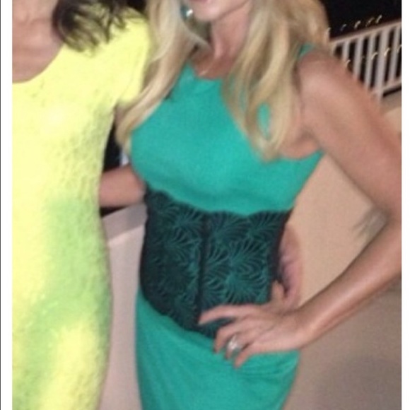 Bebe Green Dress with Black Lace as Small - Picture 6 of 6